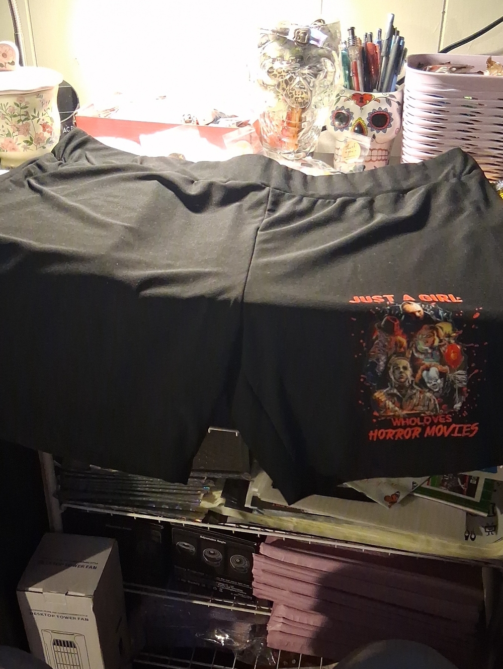 Black High-Waist Women's Graphic Shorts - Horror Movie Print